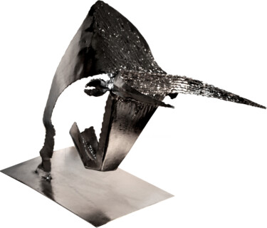 Скульптура под названием "Tete de Novillo" - Jean Claude Causse, Подлинное произведение искусства, Нержавеющая сталь