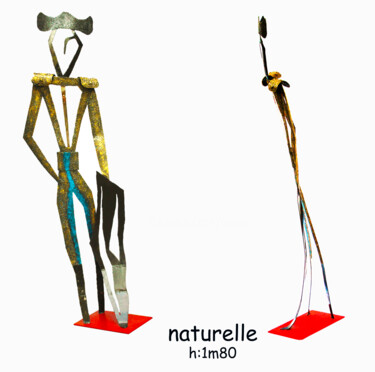 Scultura intitolato "Naturelle 1m90" da Jean Claude Causse, Opera d'arte originale, Metalli