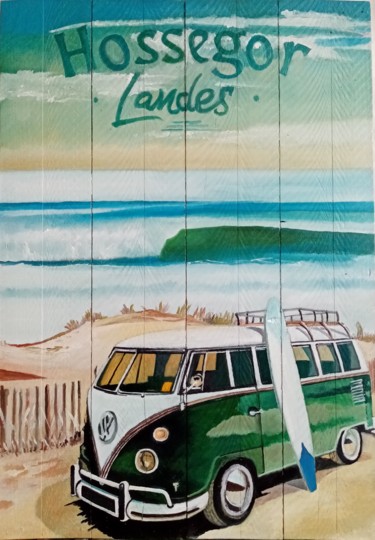 Schilderij getiteld "Hossegor Landes" door Jean Claude Colombano, Origineel Kunstwerk, Olie