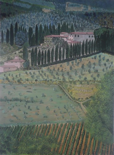 Painting titled "Toscane 1" by Jean Claude Colombano, Original Artwork, Gouache