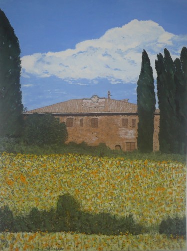 Painting titled "Toscane 2" by Jean Claude Colombano, Original Artwork, Gouache