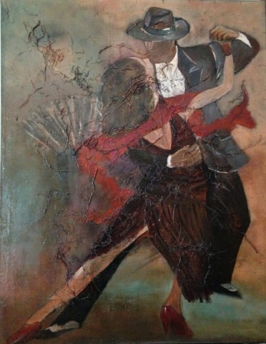 Painting titled "Invitation au tango" by Jean Claude Colombano, Original Artwork, Oil