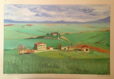 Schilderij getiteld "Toscane 3" door Jean Claude Colombano, Origineel Kunstwerk, Olie