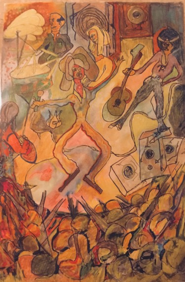 Painting titled "Band" by Jean-Claude Delepière, Original Artwork, Watercolor