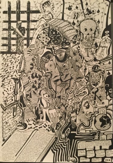 Drawing titled "Le passage" by Jean-Claude Delepière, Original Artwork, Marker