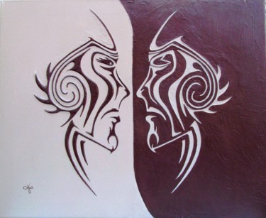 Peinture intitulée "Pile ou face" par Slydes, Œuvre d'art originale, Acrylique