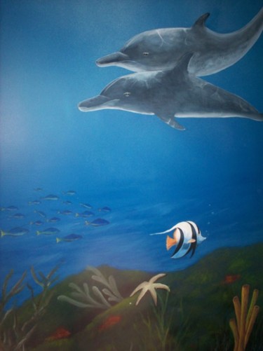 Peinture intitulée "dauphin 2" par Jean-Claude Latour, Œuvre d'art originale
