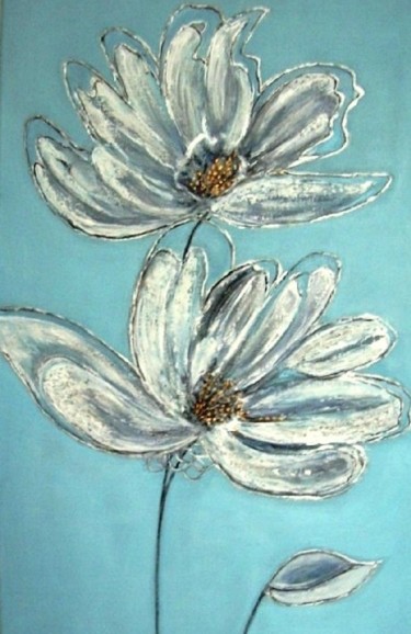 Peinture intitulée "les fleurs bleues" par Lebreton-Hays, Œuvre d'art originale, Huile