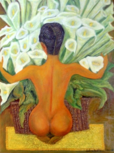 Painting titled "la femme aux aromes" by Lebreton-Hays, Original Artwork, Oil