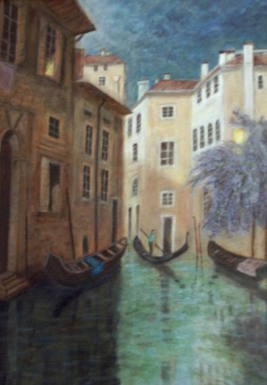 Painting titled "Venise ( clair -obs…" by Lebreton-Hays, Original Artwork, Oil