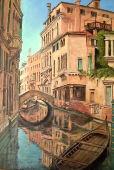 Peinture intitulée "Rio Widman Venise" par Lebreton-Hays, Œuvre d'art originale, Huile