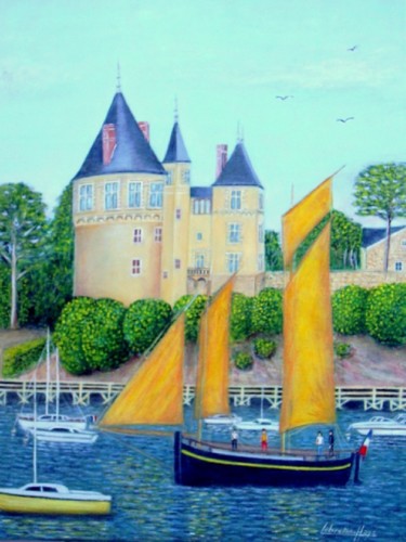 Painting titled "le port de Pornic 44" by Lebreton-Hays, Original Artwork, Oil