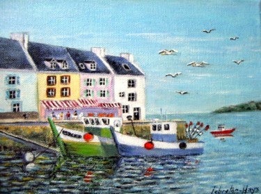 Peinture intitulée "Port de Belle-Ile 56" par Lebreton-Hays, Œuvre d'art originale, Huile