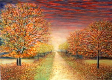 Peinture intitulée "Paysage d'automne a…" par Lebreton-Hays, Œuvre d'art originale, Huile