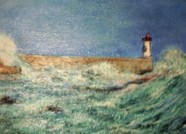 Painting titled "Un jour de tempête…" by Lebreton-Hays, Original Artwork, Oil