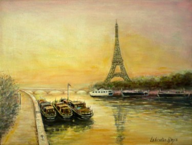 Painting titled "Paris , les quais d…" by Lebreton-Hays, Original Artwork, Oil