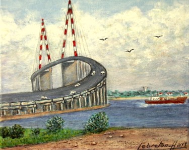 Malarstwo zatytułowany „Le pont de St-Nazai…” autorstwa Lebreton-Hays, Oryginalna praca, Akryl