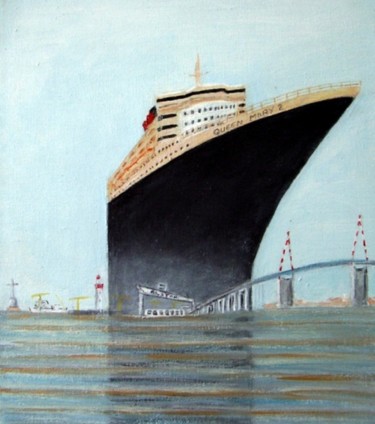 Painting titled "Le Queen Mary 2" by Lebreton-Hays, Original Artwork, Acrylic