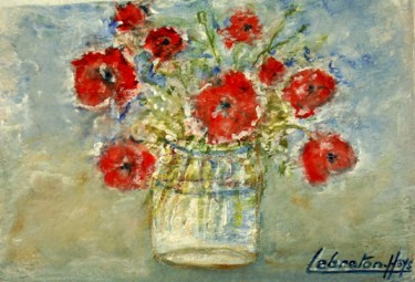 Painting titled "bouquet de fleurs a…" by Lebreton-Hays, Original Artwork, Watercolor