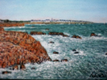Peinture intitulée "La côte sauvage au…" par Lebreton-Hays, Œuvre d'art originale, Acrylique