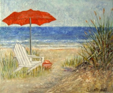 Peinture intitulée "Le soleil , la plage" par Lebreton-Hays, Œuvre d'art originale, Acrylique