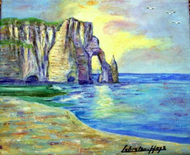 Painting titled "les falaises d'Etre…" by Lebreton-Hays, Original Artwork, Acrylic