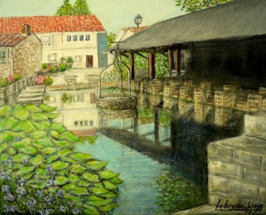 Painting titled "le lavoir de St-Pèr…" by Lebreton-Hays, Original Artwork, Acrylic