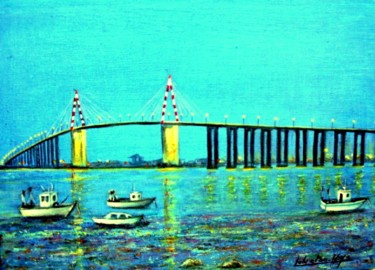 Peinture intitulée "Pont de St-Nazaire…" par Lebreton-Hays, Œuvre d'art originale, Acrylique