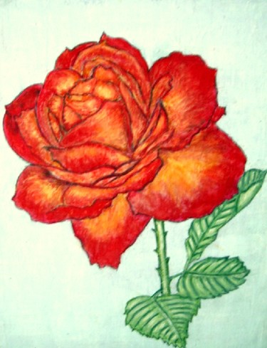 Peinture intitulée "la rose orange" par Lebreton-Hays, Œuvre d'art originale, Acrylique