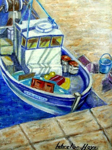 Malerei mit dem Titel "retour de  pêche" von Lebreton-Hays, Original-Kunstwerk, Acryl