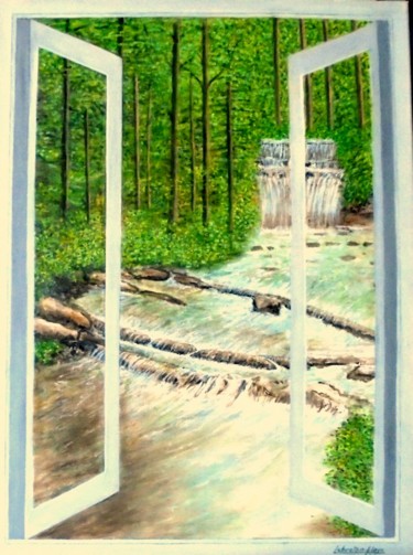 Peinture intitulée "Cascade  du hérisso…" par Lebreton-Hays, Œuvre d'art originale, Acrylique