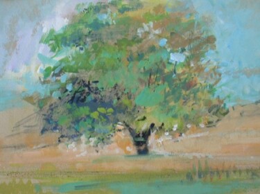 Painting titled "L'arbre. Gouache" by Jean Claude Mascrier, Original Artwork