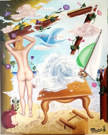 「Apologie de la Libe…」というタイトルの絵画 Jean Claude Michelによって, オリジナルのアートワーク, オイル ウッドストレッチャーフレームにマウント