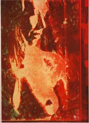 Photographie intitulée "nu en rouge" par Jean Claude Nougaret, Œuvre d'art originale