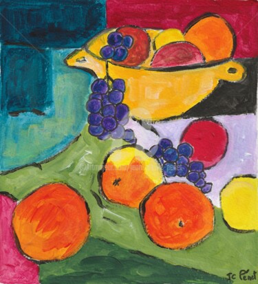 Peinture intitulée "Coupe jaune et frui…" par Jean-Claude Penet, Œuvre d'art originale, Acrylique