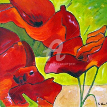 Painting titled "Pavots rouges  Réf…" by Jean-Claude Penet, Original Artwork, Acrylic