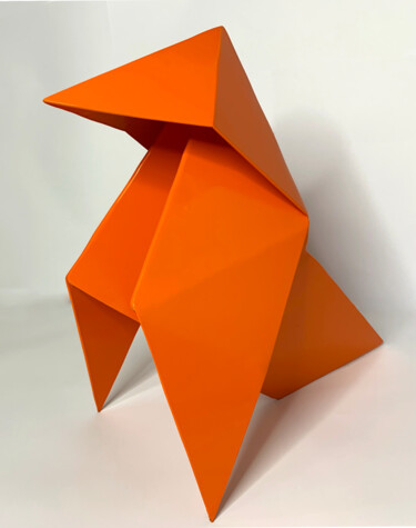 Sculpture intitulée "Cocotte origami ora…" par Jean-Claude Singla, Œuvre d'art originale, Métaux