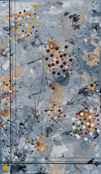 Картина под названием "Pastilles en fleurs" - Jean-Claude Sylvain, Подлинное произведение искусства, Акрил Установлен на Дер…
