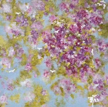 Painting titled "Bougainvilliers 1" by Jean-Claude Sylvain, Original Artwork, Acrylic
