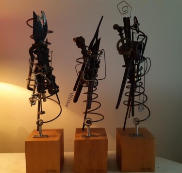 Sculptuur getiteld "trio" door Jean Huard, Origineel Kunstwerk, Roestvrij Staal