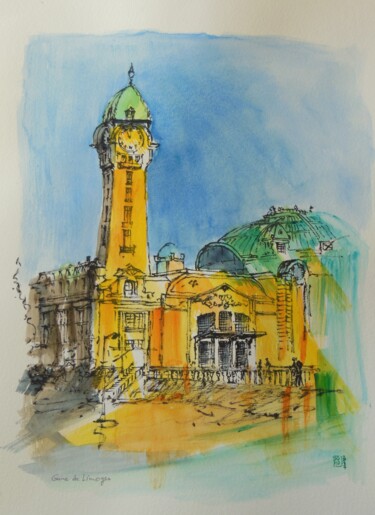 Painting titled "Gare de Limoges, aq…" by Jean Dominique Monneraux, Original Artwork, Watercolor