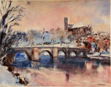 Peinture intitulée "Limoges sous la nei…" par Jean Dominique Monneraux, Œuvre d'art originale, Gouache