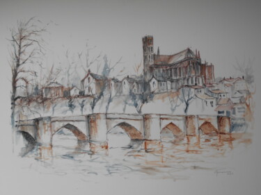 Disegno intitolato "Quartier du pont St…" da Jean Dominique Monneraux, Opera d'arte originale, Matita