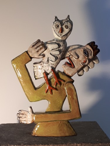 Scultura intitolato "T'Es Chouette" da Jean Duranel, Opera d'arte originale, Ceramica