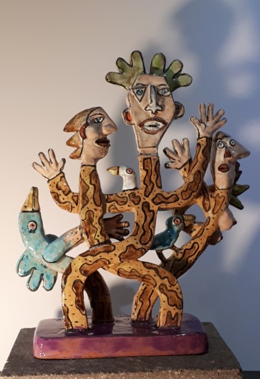 Sculpture titled "La Forêt Vivante" by Jean Duranel, Original Artwork, Ceramics