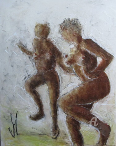 Painting titled "DOOPLE, la danse af…" by Jean Edmond Tropet, Original Artwork, Oil Mounted on Wood Stretcher frame