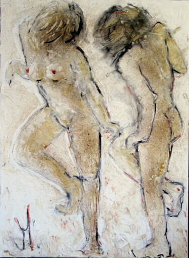 Peinture intitulée "Danse en couple" par Jean Edmond Tropet, Œuvre d'art originale, Acrylique Monté sur Châssis en bois