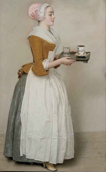 Pintura intitulada "La Belle Chocolatiè…" por Jean-Étienne Liotard, Obras de arte originais, Óleo