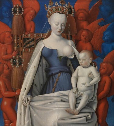 Ζωγραφική με τίτλο "Mary and Child Surr…" από Jean Fouquet, Αυθεντικά έργα τέχνης, Λάδι