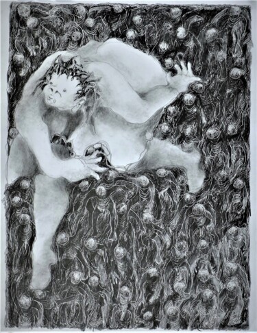 Dessin intitulée "Black Ballerine 16" par Jean Francois Bottollier, Œuvre d'art originale, Crayon